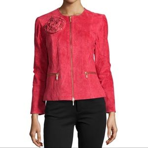 Berek Suede Ruffle Rosette Suede Jacket